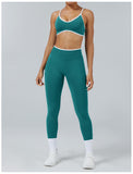 Teal green seamless sports bra with removable pads