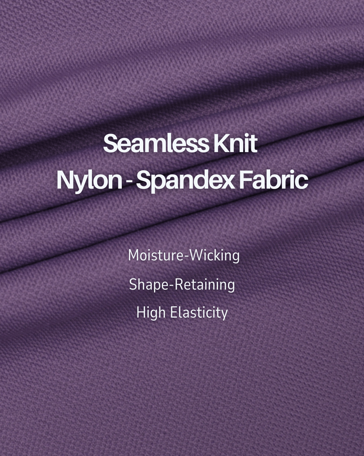 Close-up of EnovStars seamless knit nylon-spandex fabric showing moisture-wicking, shape-retaining and high elasticity properties