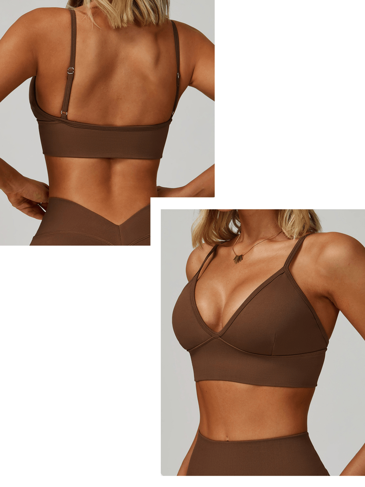 EnovStars Women's Seamless Sports Bra in Chocolate Brown – Print Your Logo, Build Your Brand