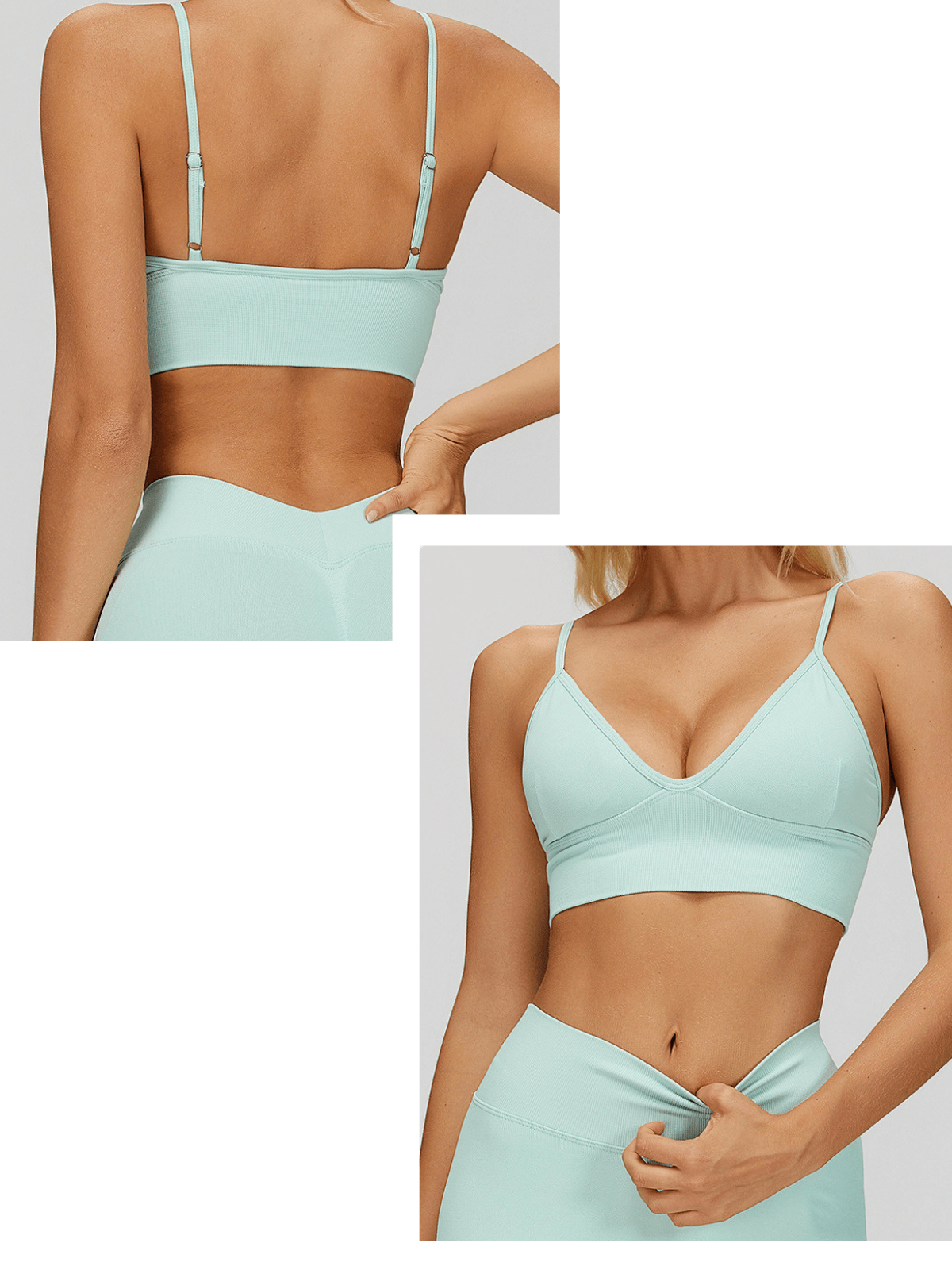 EnovStars Women's Seamless Sports Bra in Light Aqua – Print Your Logo, Build Your Brand