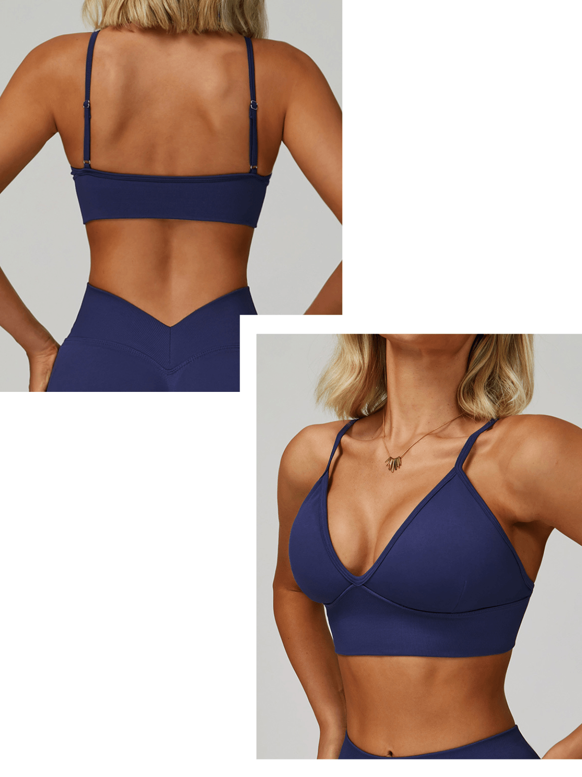 EnovStars Women's Seamless Sports Bra in Navy Blue – Print Your Logo, Build Your Brand