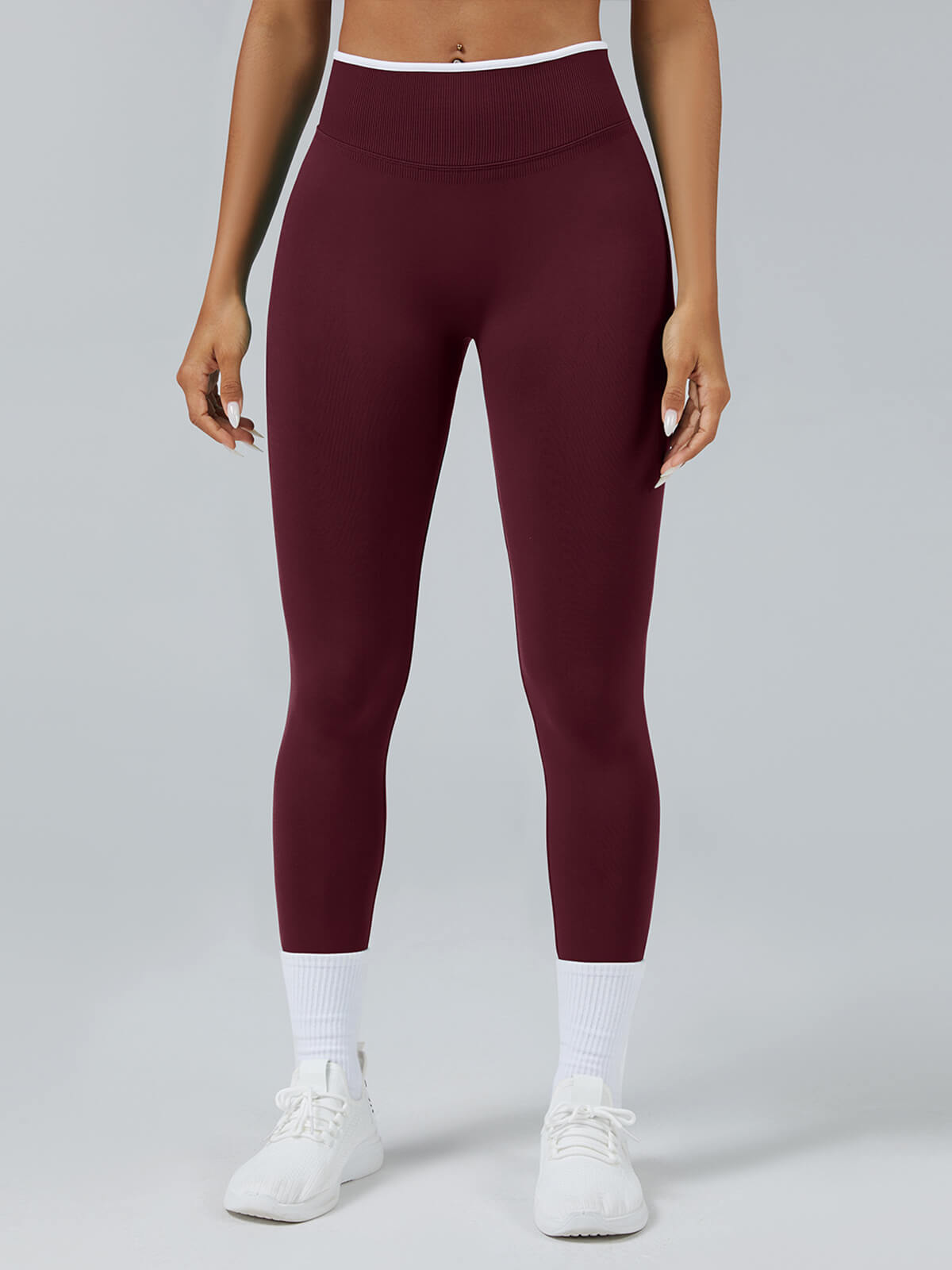 InnoExplore Custom Seamless Scrunch Butt Leggings in Maroon - Private Label Activewear