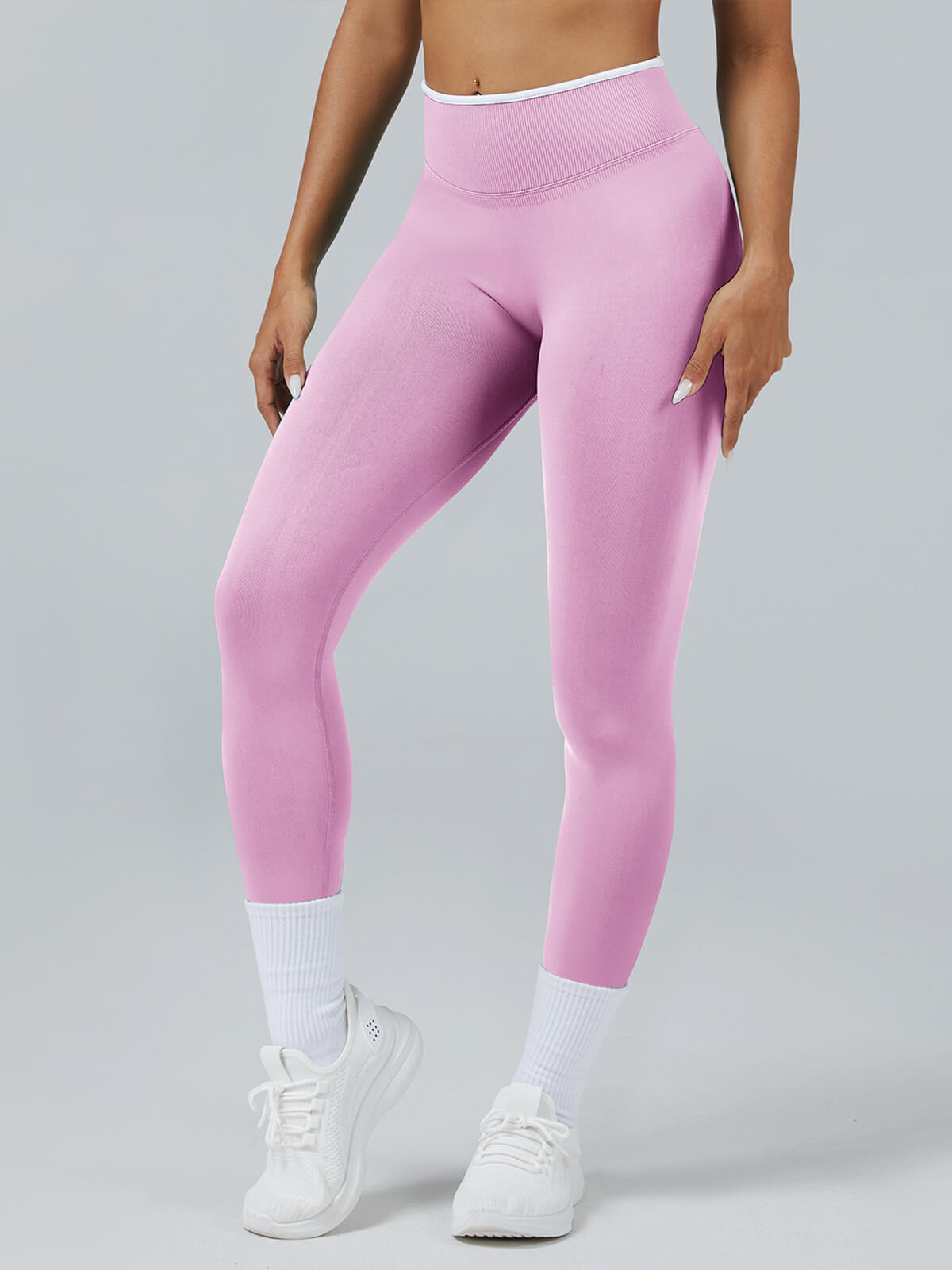 InnoExplore Custom Seamless Scrunch Butt Leggings in Orchid Pink - Wholesale Fitness Leggings