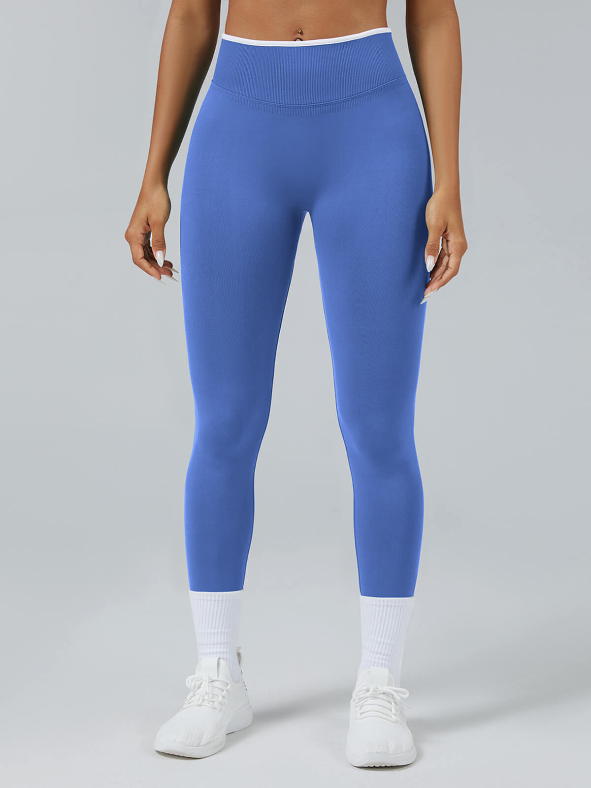 InnoExplore Custom Seamless Scrunch Butt Leggings in Periwinkle Blue - Wholesale Activewear