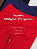 Close-up of seamless leggings fabric made from 90% nylon and 10% spandex, highlighting moisture-wicking, ultra-soft texture and high elasticity performance.